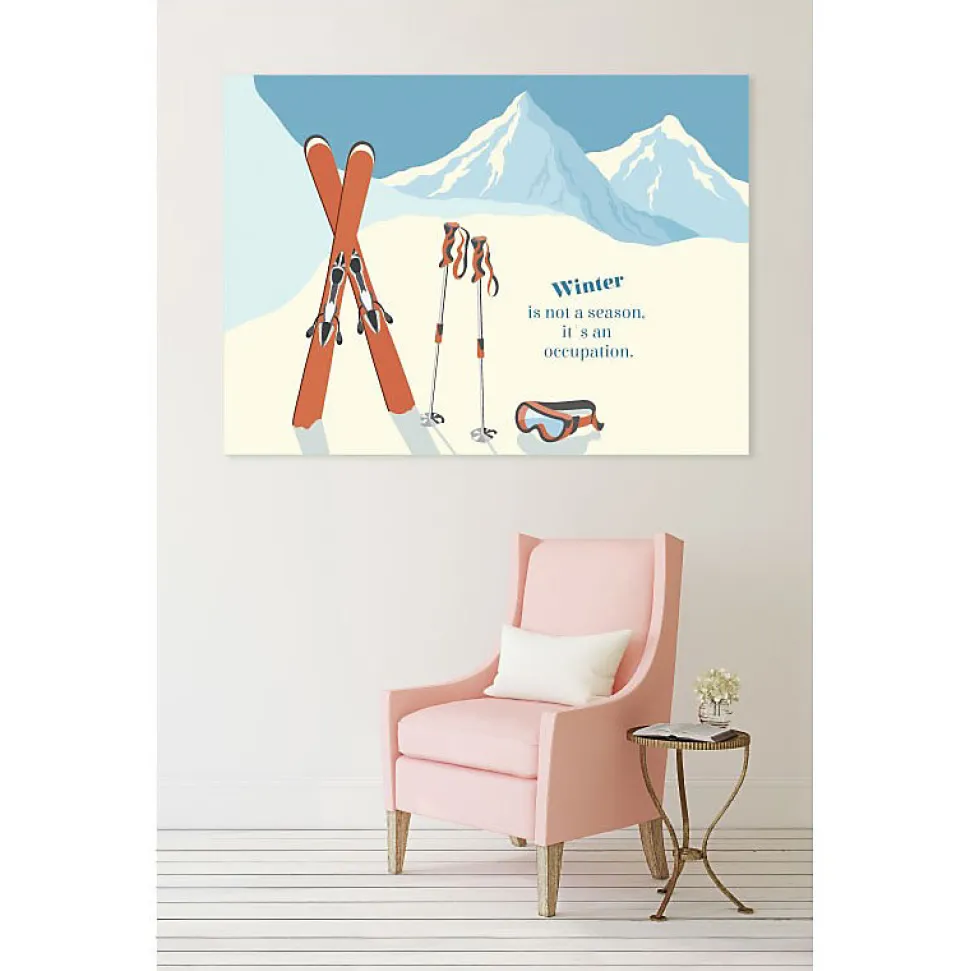 Tableau toile en kit SKI paysage de montagne 180 x 130 cm - Toile textile sans PVC, Made in France par Scenolia