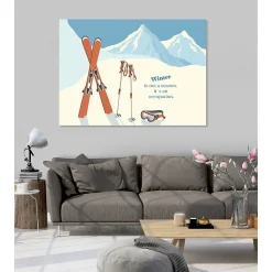 Tableau toile en kit SKI paysage de montagne 180 x 130 cm - Toile textile sans PVC, Made in France par Scenolia