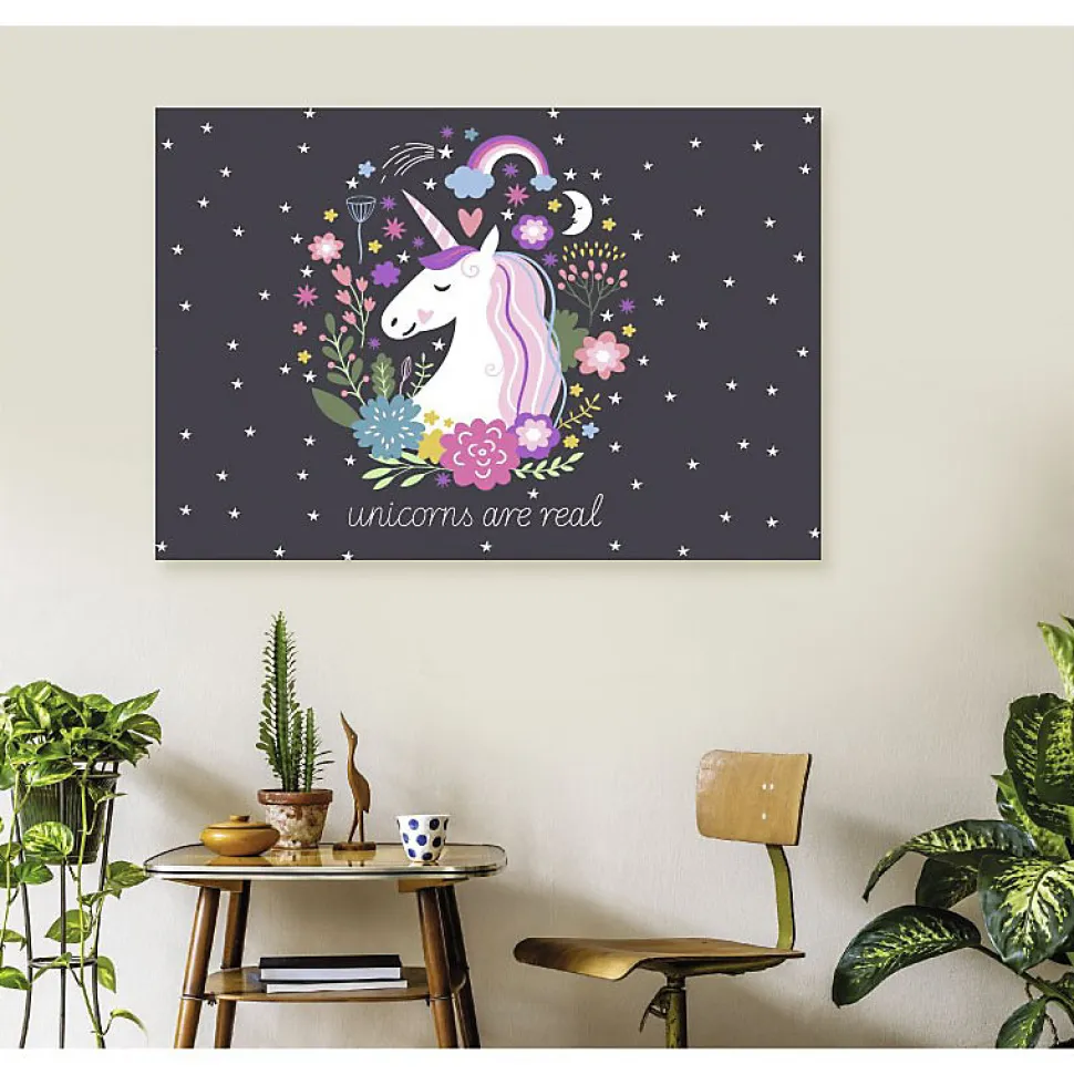 Tableau toile en kit UNICORNS ARE REAL 140 x 95 cm - Toile textile sans PVC, Made in France par Scenolia