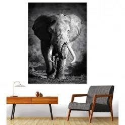 Tableau toile XXL en kit Éléphant Solitaire 130 x 180 cm - Toile textile sans PVC