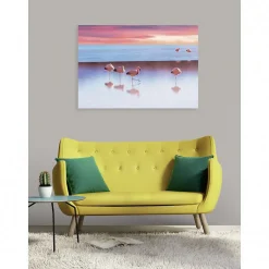 Tableau toile XXL en kit Le Lac Aux Flamants Roses 130 x 90 cm - Toile textile sans PVC