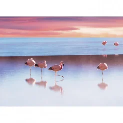 Tableau toile XXL en kit Le Lac Aux Flamants Roses 130 x 90 cm - Toile textile sans PVC