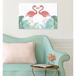 Tableau toile XXL en kit Flamingo In Love 60 x 40 cm - Toile textile sans PVC