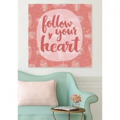 Tableau toile XXL en kit Follow Your Heart 90 x 90 cm - Toile textile sans PVC