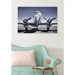 Tableau toile XXL en kit Avion À Hélices 90 x 60 cm - Toile textile sans PVC