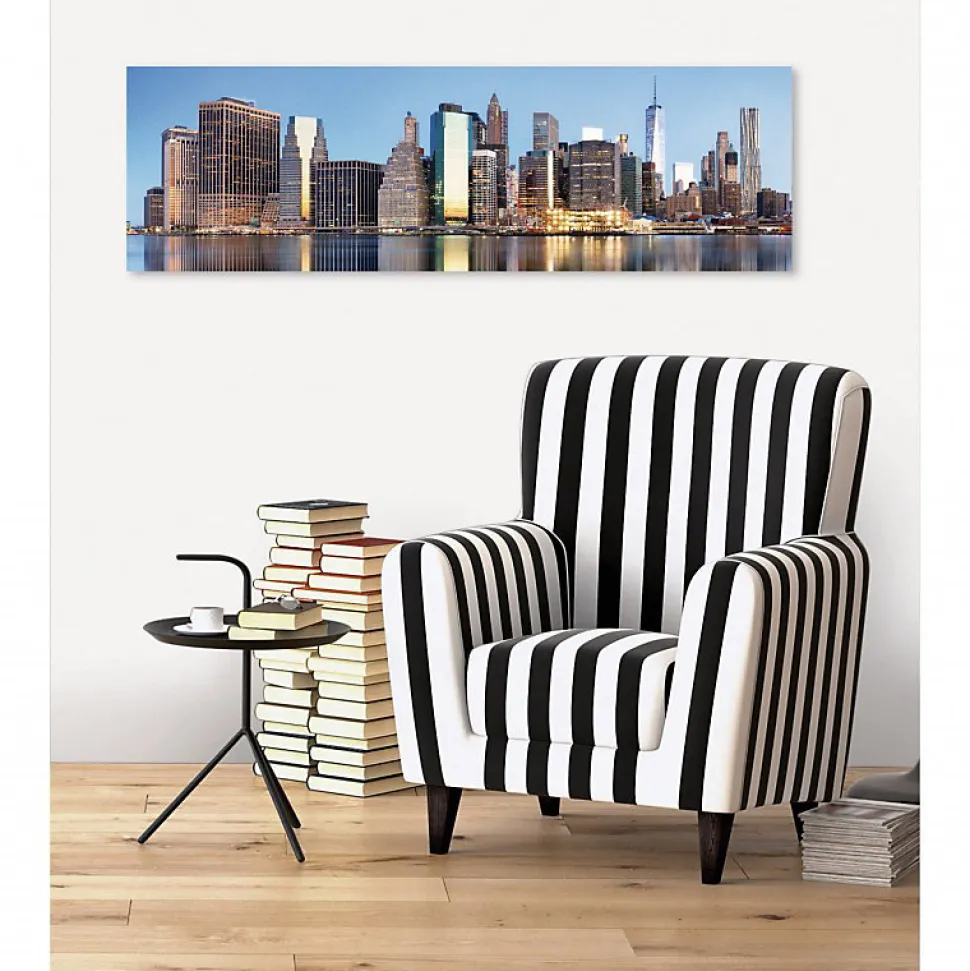 Tableau toile XXL en kit Manhattan Panoramique 130 x 40 cm - Toile textile sans PVC