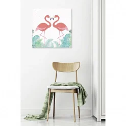 Tableau toile XXL en kit Flamingo In Love 60 x 60 cm - Toile textile sans PVC