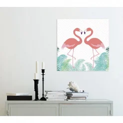 Tableau toile XXL en kit Flamingo In Love 60 x 60 cm - Toile textile sans PVC