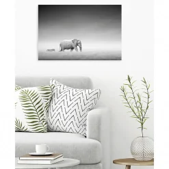 Tableau toile XXL en kit Zèbre Et Éléphant 90 x 60 cm - Toile textile sans PVC