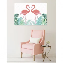 Tableau toile XXL en kit Flamingo In Love 130 x 90 cm - Toile textile sans PVC