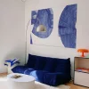 Tableau tourbillon et connexion bleu en toile imprimée, 150x90 cm