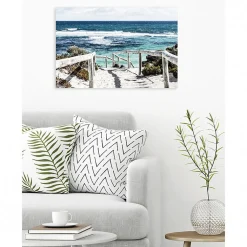 Tableau verre acrylique Direction Baignade paysage mer 90 x 60 cm - Décoration murale photo pour la maison