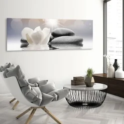 Tableau Zen Pebbles in Water (1 Part) Narrow 135x45 cm