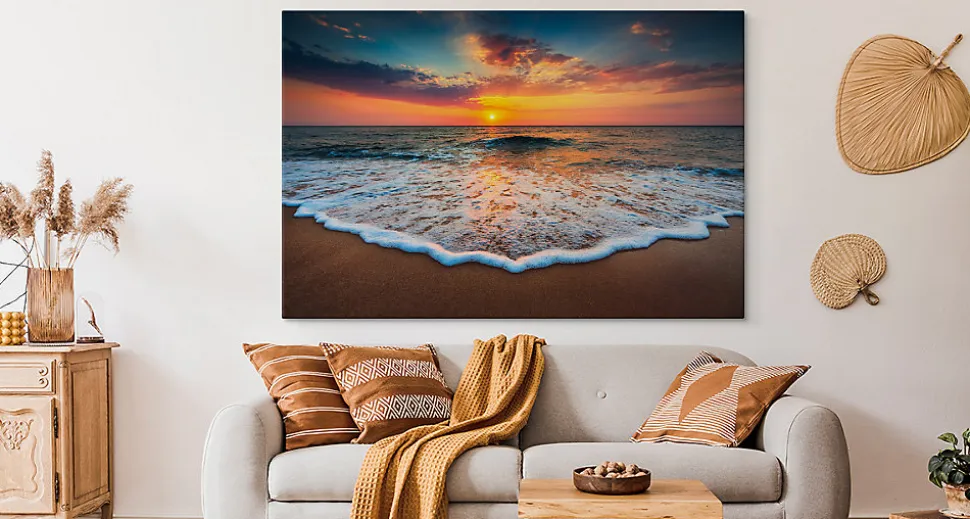 Tableaux COUCHER DE SOLEIL Mer Plage 70cm x 50cm - Parfait pour décorer votre salon, chambre ou bureau avec un design unique et é