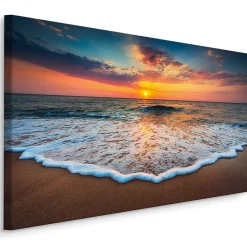 Tableaux COUCHER DE SOLEIL Mer Plage 100cm x 70cm - Parfait pour décorer votre salon, chambre ou bureau avec un design unique et