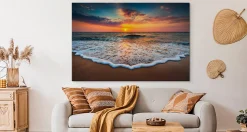 Tableaux COUCHER DE SOLEIL Mer Plage 100cm x 70cm - Parfait pour décorer votre salon, chambre ou bureau avec un design unique et