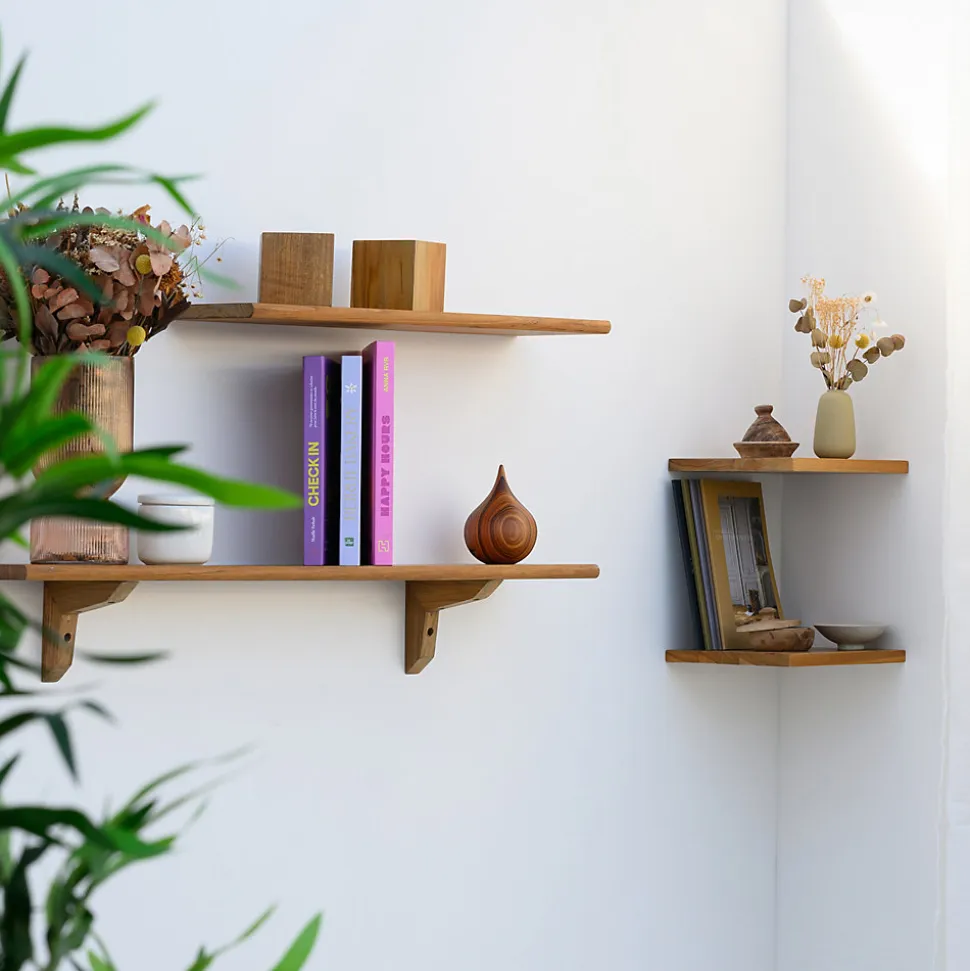 Tablette Bois Teck Huilé Rectangle - Etagère Murale - 18x180x900mm - Etagère de Bureau, Cuisine, Salle de bain, Salon