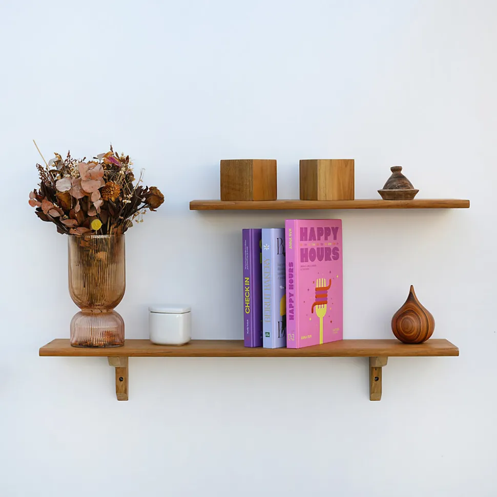 Tablette Bois Teck Huilé Rectangle - Etagère Murale - 18x180x900mm - Etagère de Bureau, Cuisine, Salle de bain, Salon