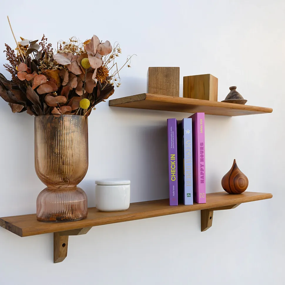 Tablette Bois Teck Huilé Rectangle - Etagère Murale - 18x180x600mm - Etagère de Bureau, Cuisine, Salle de bain, Salon