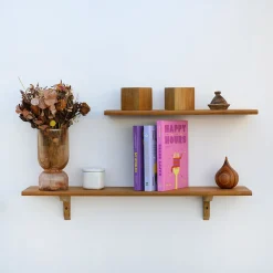 Tablette Bois Teck Huilé Rectangle - Etagère Murale - 18x180x600mm - Etagère de Bureau, Cuisine, Salle de bain, Salon