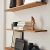 Tablette Bois Teck Indo Massif Huilé - Bord Naturel Irrégulier - 18x110x600mm - Etagère Murale de Bureau, Cuisine