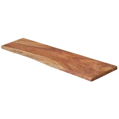 Tablette Bois Teck Indo Massif Huilé - Bord Naturel Irrégulier - 18x110x600mm - Etagère Murale de Bureau, Cuisine