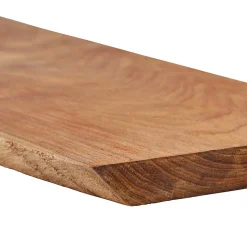 Tablette Bois Teck Indo Massif Huilé - Bord Naturel Irrégulier - 18x110x600mm - Etagère Murale de Bureau, Cuisine