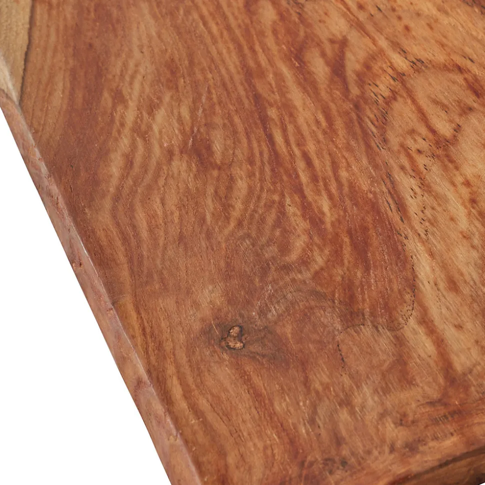 Tablette Bois Teck Indo Massif Huilé - Bord Naturel Irrégulier - 18x110x600mm - Etagère Murale de Bureau, Cuisine