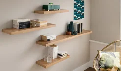Tablette murale avec fixation invisible Elena effet chêne 80 cm
