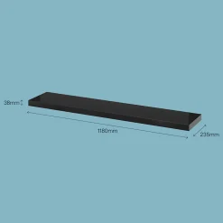 Tablette murale avec fixation invisible GoodHome Cusko noir brillant 118 cm