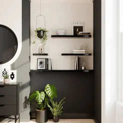 Tablette murale avec fixation invisible GoodHome Cusko noir brillant 80 cm
