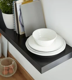 Tablette murale avec fixation invisible GoodHome Cusko noir 30 cm