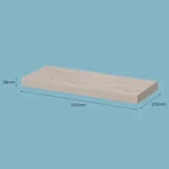 Tablette murale avec fixation invisible GoodHome Cusko effet chêne clair 60 cm