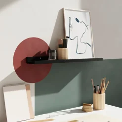 Tablette murale pour cadre photo GoodHome Rigga noir L. 60 cm