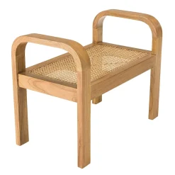 Tabouret 1 place bois de mindi et rotin naturel