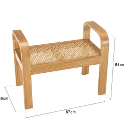 Tabouret 1 place bois de mindi et rotin naturel