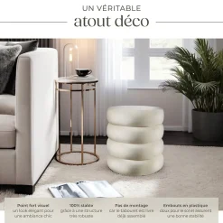 Tabouret avec espace de rangement rond 42 x 42 x 47 cm