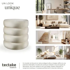 Tabouret avec espace de rangement rond 42 x 42 x 47 cm