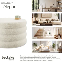 Tabouret avec espace de rangement rond 67 x 42 cm
