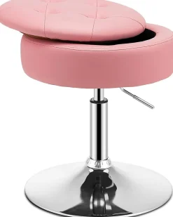 Tabouret de Coiffeuse Capitonné Pouf de Rangement dappoint Chaise de Maquillage Pivotante à 360 degrés