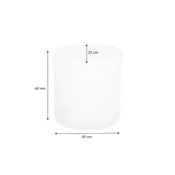 Tabouret en bouclettes blanches avec coffre de rangement intégré
