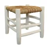 Tabouret Marocain blanc en bois (30x30x30 cm - Blanc)