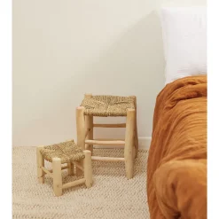 Tabouret Marocain bois de laurier (20 cm - Naturel)