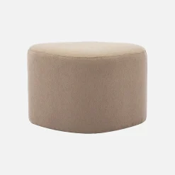 tabouret. pouf en forme de galet en tissu greige. TAO L 60 x P 44 x H 40cm