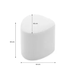 tabouret. pouf en forme de galet en tissu kaki foncé. TAO L 60 x P 44 x H 40cm