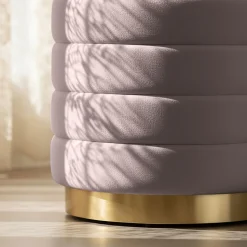 Tabouret rembourré en velours avec rangement 40 cm LUNA Rose Poudré