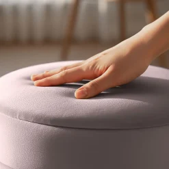 Tabouret rembourré en velours avec rangement 40 cm LUNA Rose Poudré