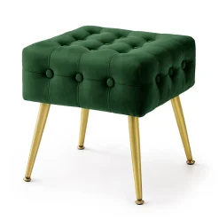 Tabouret rembourré en velours 40 cm QUADRA Vert Bouteille