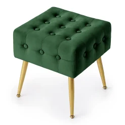 Tabouret rembourré en velours 40 cm QUADRA Vert Bouteille
