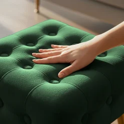 Tabouret rembourré en velours 40 cm QUADRA Vert Bouteille
